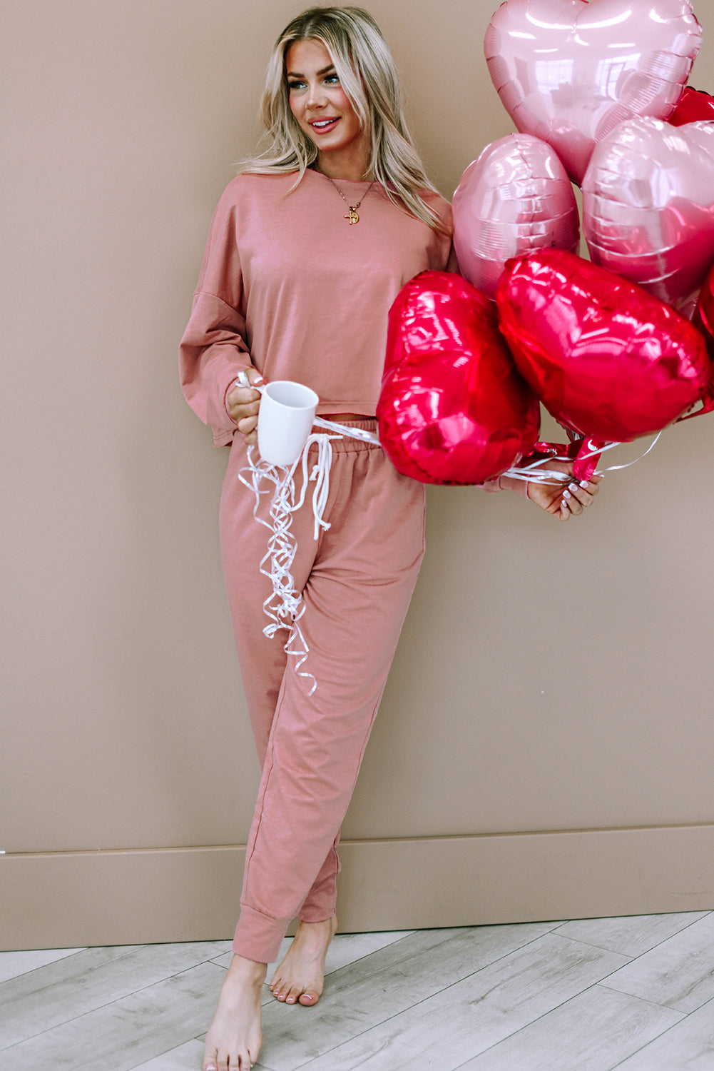 Pink Pullover & Pants Outfit