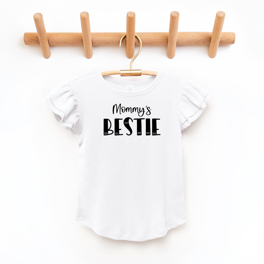 Mommy's Bestie Toddler And Infant Flutter Sleeve Graphic Tee