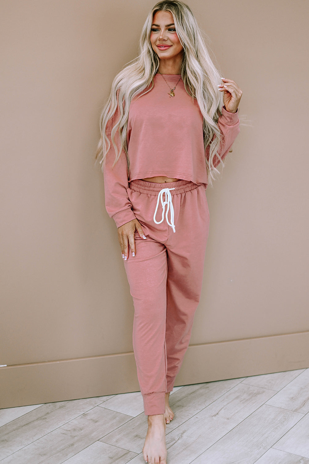 Pink Pullover & Pants Outfit