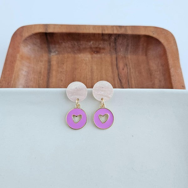 Amora Heart Earrings - Purple