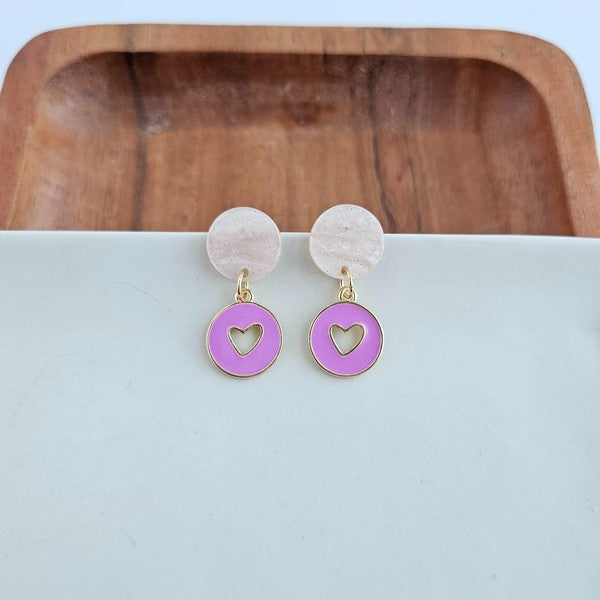 Amora Heart Earrings - Purple