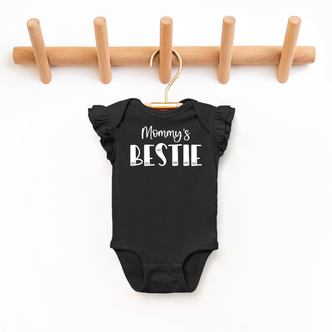 Mommy's Bestie Toddler And Infant Flutter Sleeve Graphic Tee