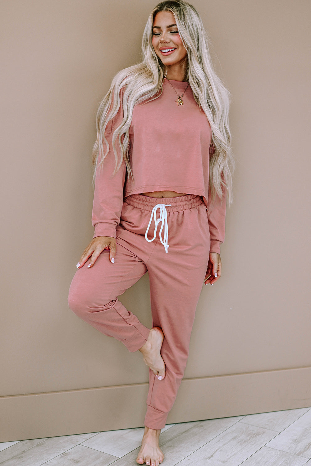 Pink Pullover & Pants Outfit