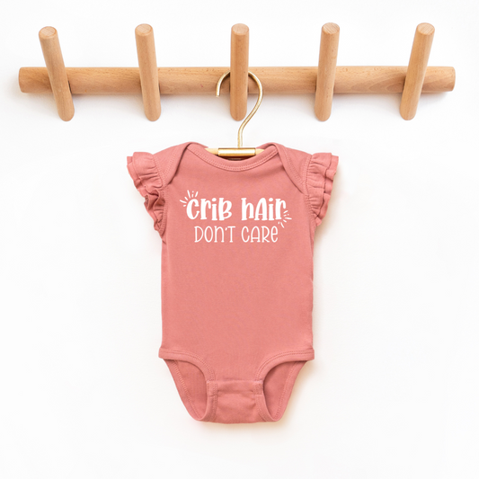 Crib Hair Don't Care Infant Flutter Sleeve Graphic Tee