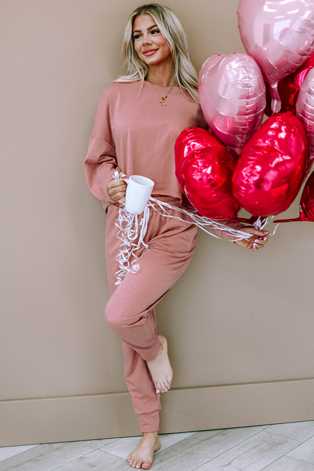 Pink Pullover & Pants Outfit