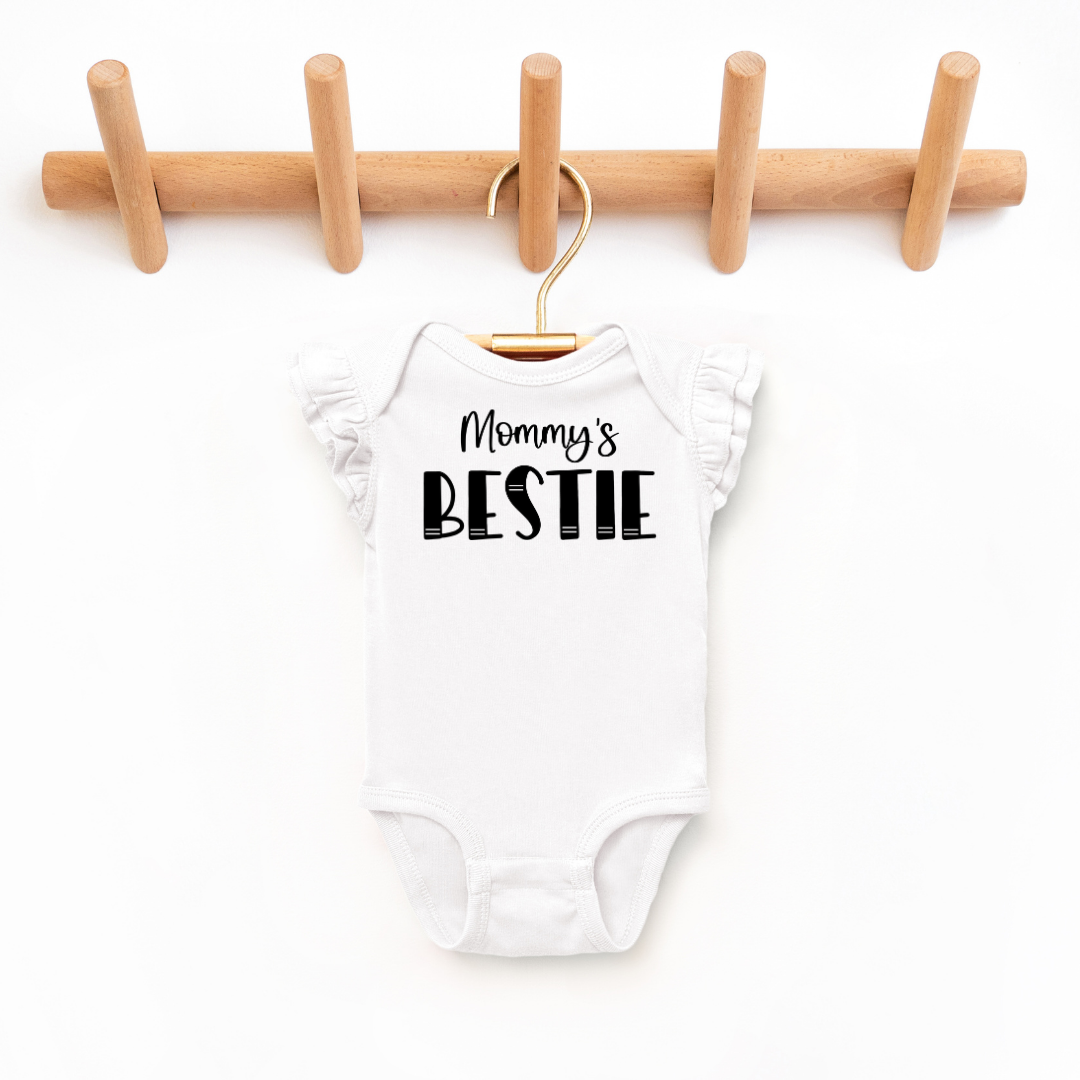 Mommy's Bestie Toddler And Infant Flutter Sleeve Graphic Tee