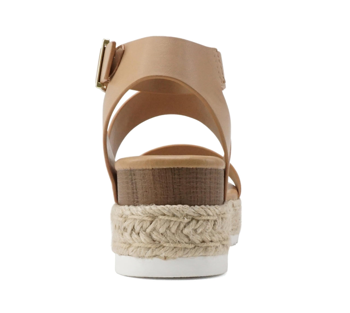 Soda Top Shoe Bryce Open Toe Buckle Ankle Strap Espadrilles Flatform Wedge Casual Sanda (Natural Pu, US Footwear Size System, Adult, Women, Numeric, Medium, Numeric_8)