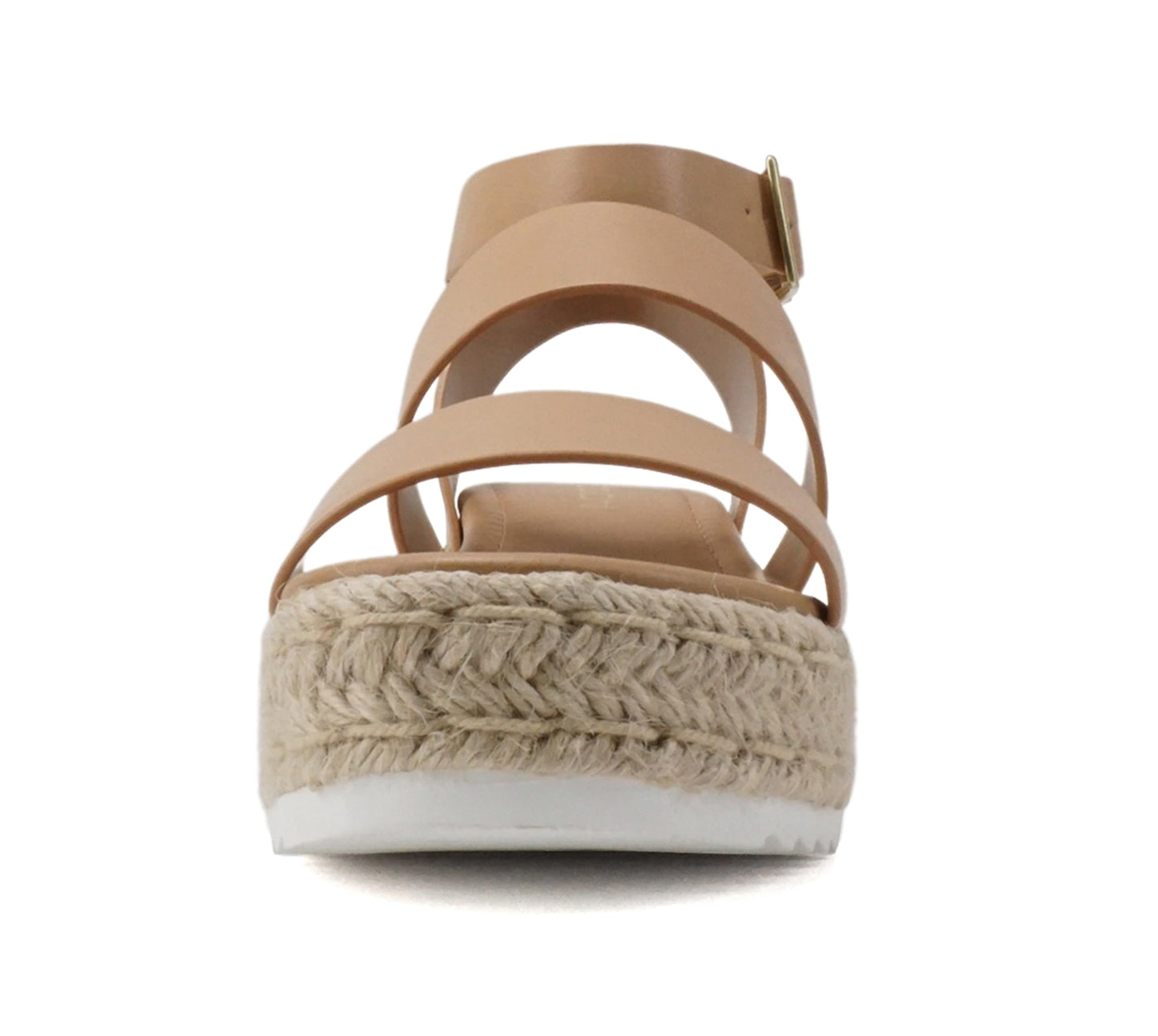 Soda Top Shoe Bryce Open Toe Buckle Ankle Strap Espadrilles Flatform Wedge Casual Sanda (Natural Pu, US Footwear Size System, Adult, Women, Numeric, Medium, Numeric_8)