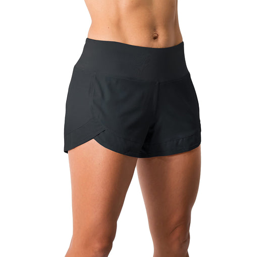 Tough Mode Womens 3" Lightweight Running WOD Volleyball Shorts Workout Mesh Liner Zip Pocket Black