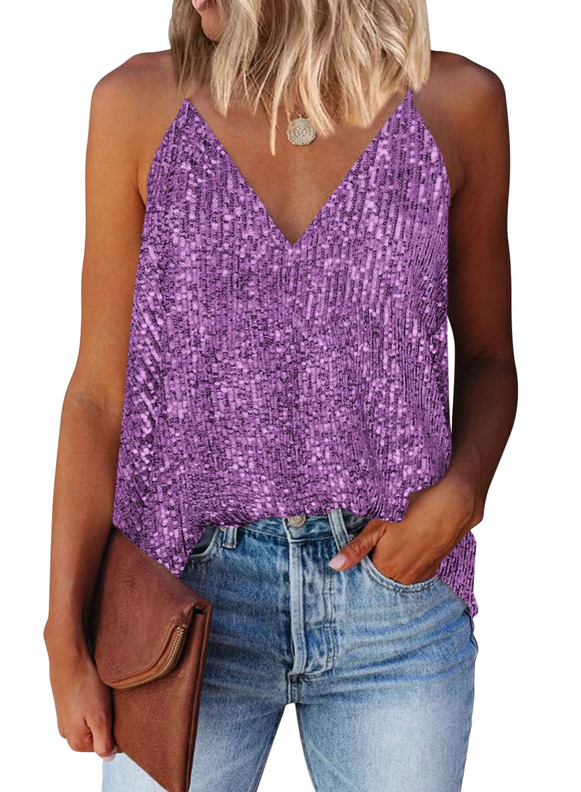 Purple Sequin Tank Top