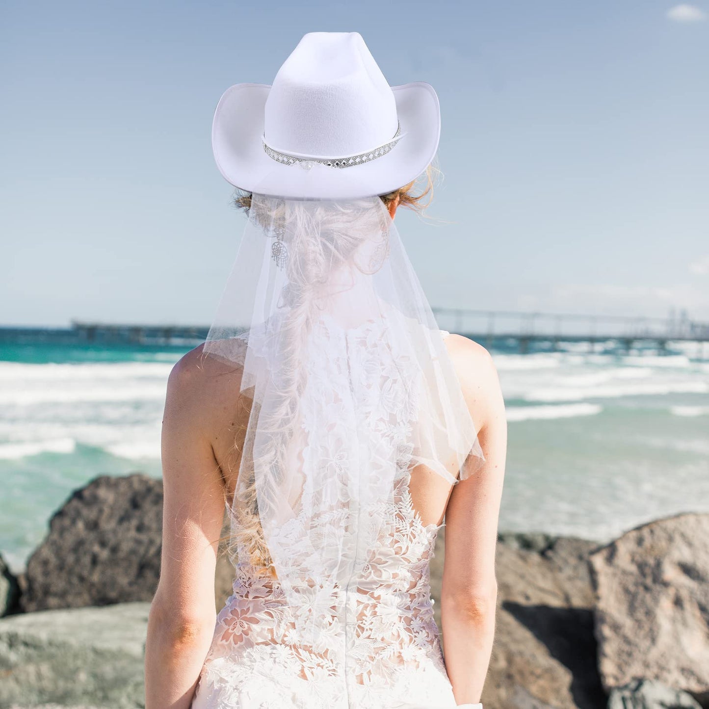 Bride Cowboy Hat and Veil