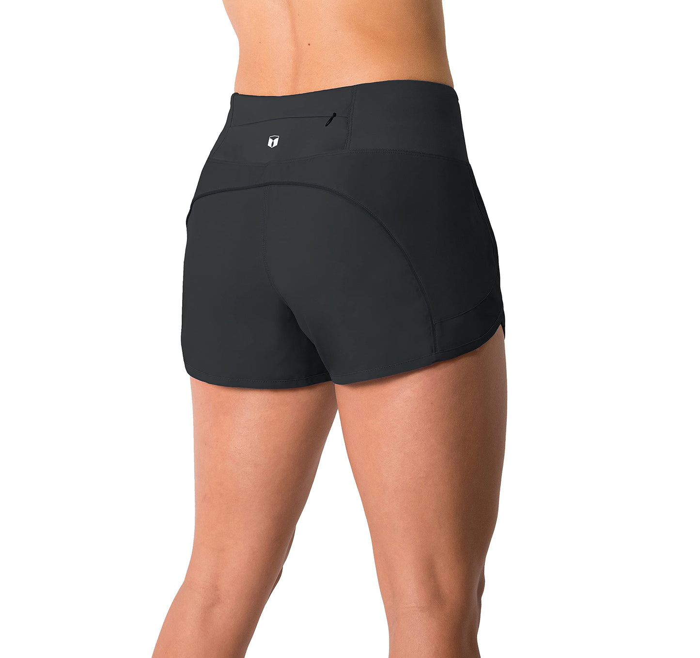 Tough Mode Womens 3" Lightweight Running WOD Volleyball Shorts Workout Mesh Liner Zip Pocket Black