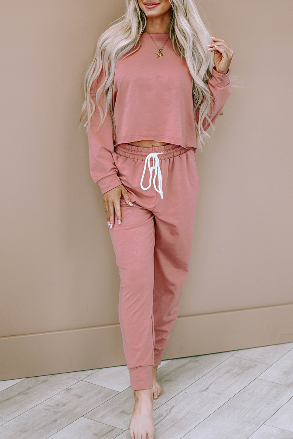 Pink Pullover & Pants Outfit