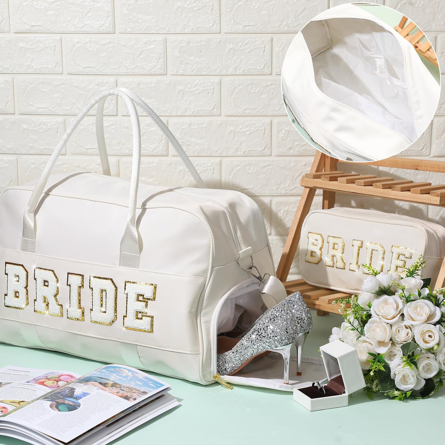 2 Pc Wedding Weekend Bag with Shoes Compartment