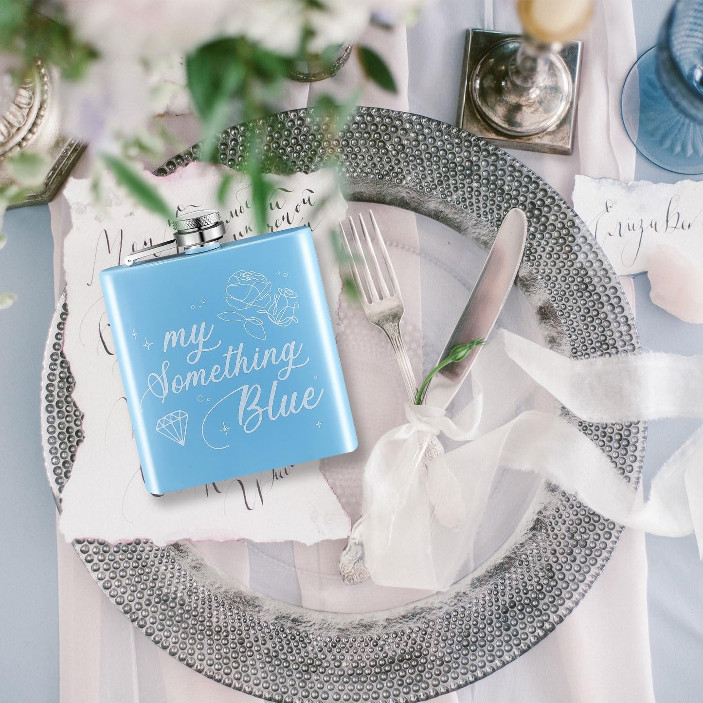 My Something Blue Bride 6 oz Alcohol Flask