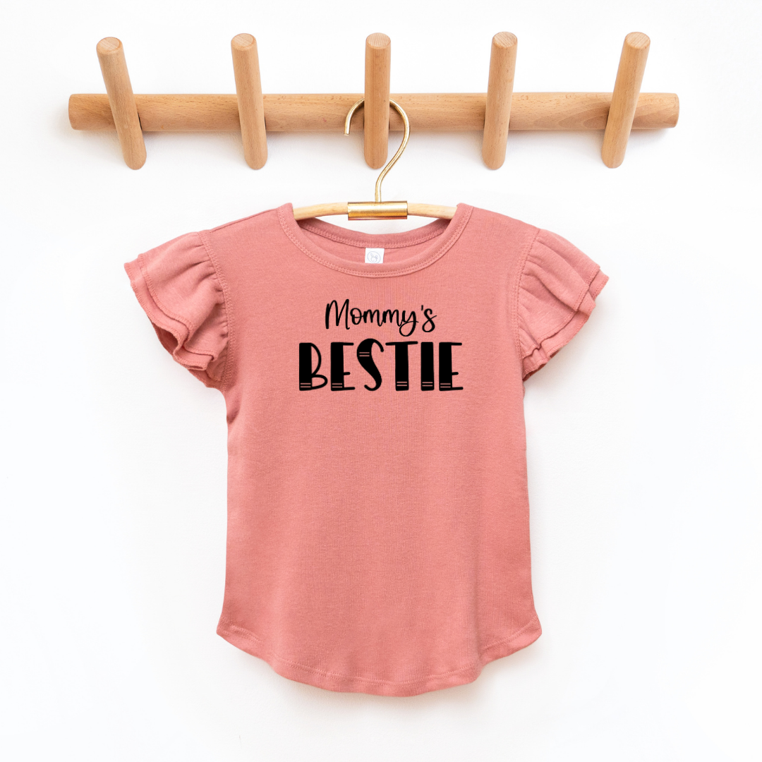 Mommy's Bestie Toddler And Infant Flutter Sleeve Graphic Tee