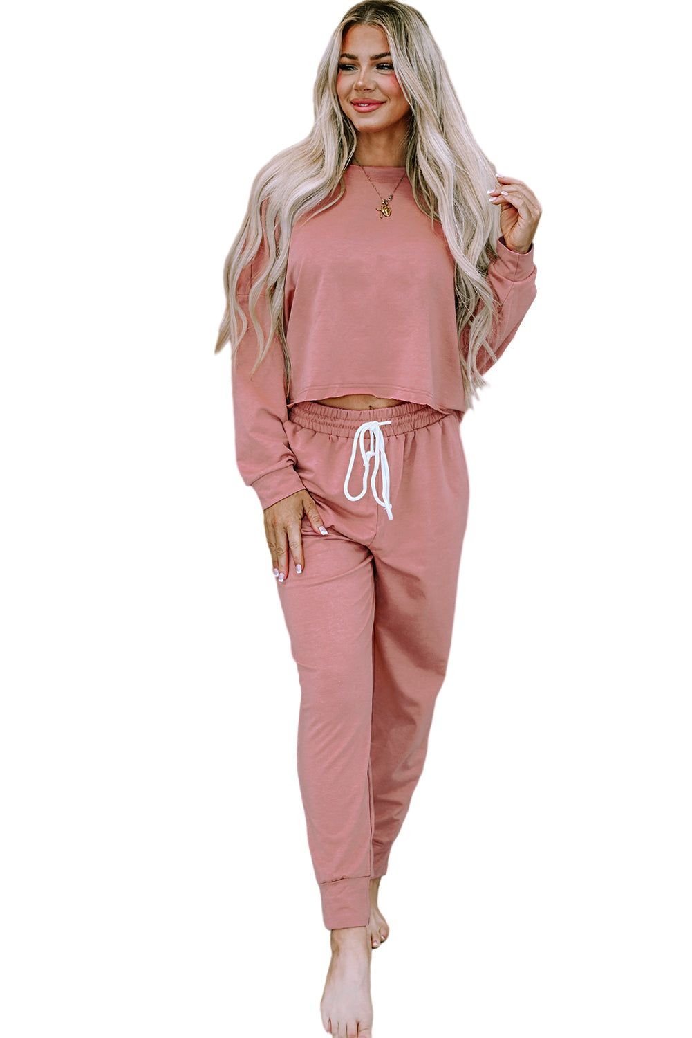 Pink Pullover & Pants Outfit