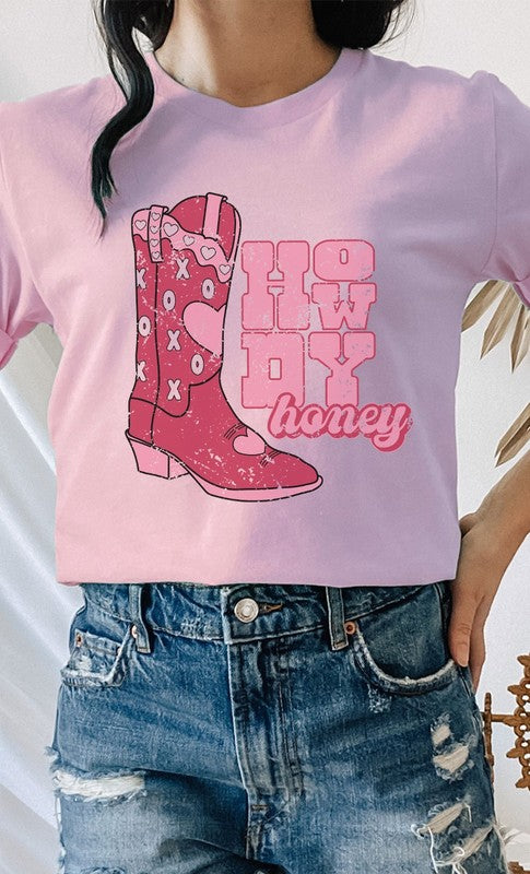 Howdy Honey XOXO Boots Valentines Graphic Tee