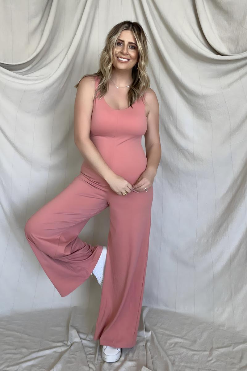 FawnFit Wide Leg Sleeveless Jumpsuit With Built-In Bra