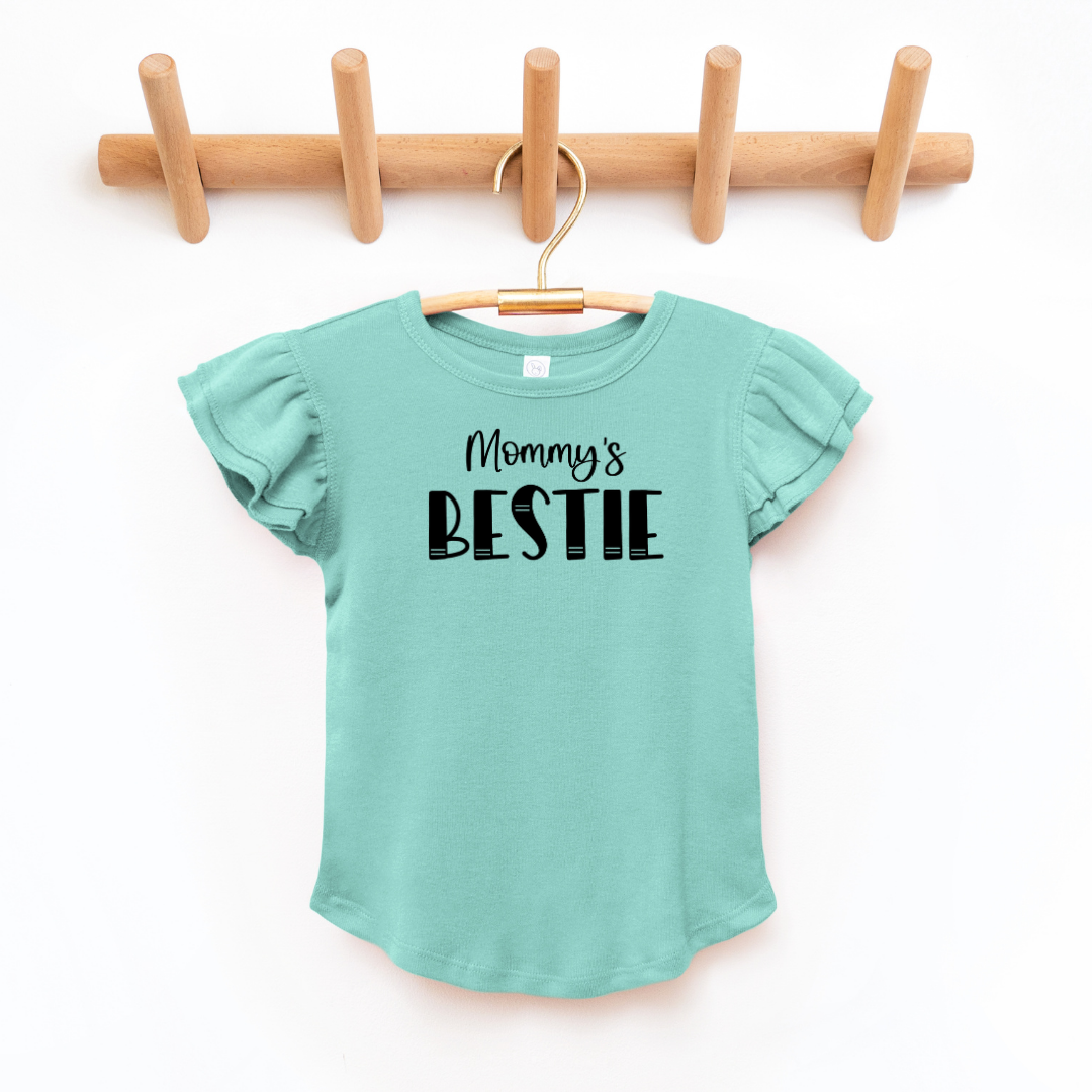 Mommy's Bestie Toddler And Infant Flutter Sleeve Graphic Tee