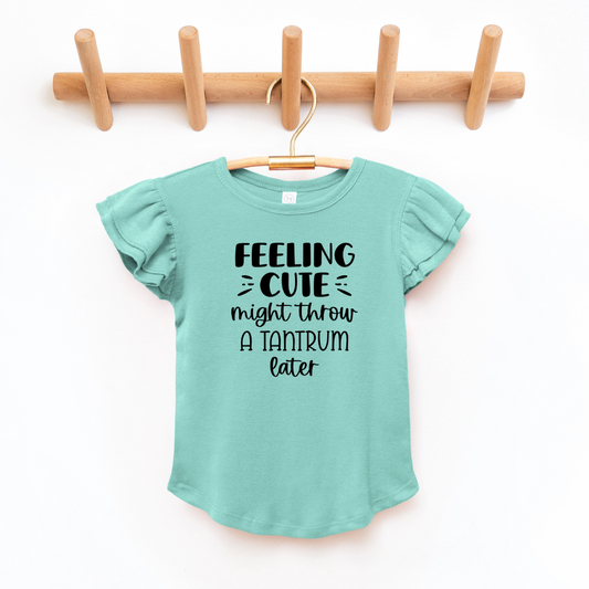 Feelin Cute Toddler And Infant Flutter Sleeve Graphic Tee