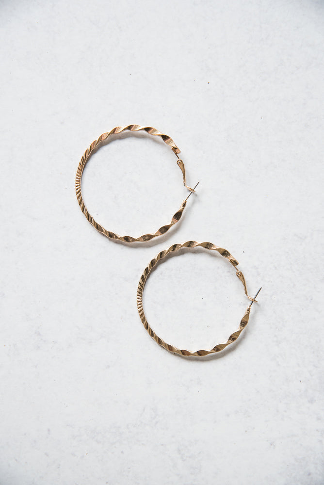 Twisted Gold Hoop Earrings