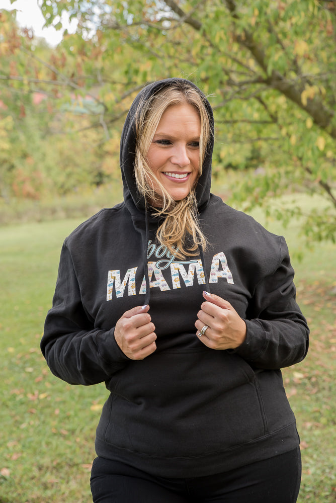 Boy Mama Graphic Hoodie in Black