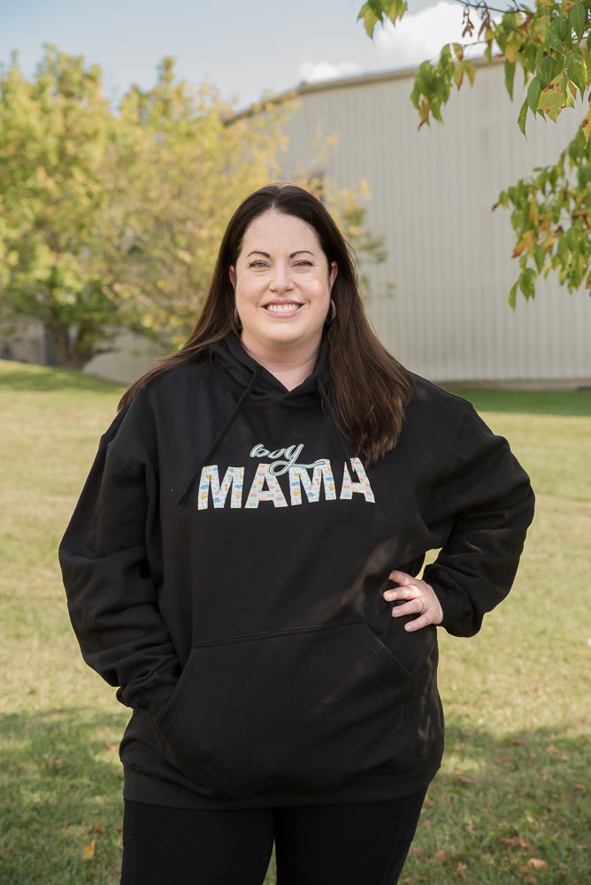 Boy Mama Graphic Hoodie in Black