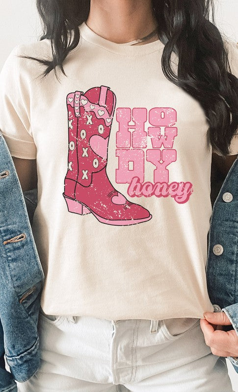 Howdy Honey XOXO Boots Valentines Graphic Tee