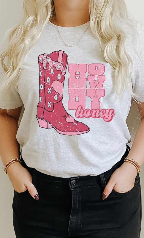 Howdy Honey XOXO Boots Valentines Graphic Tee